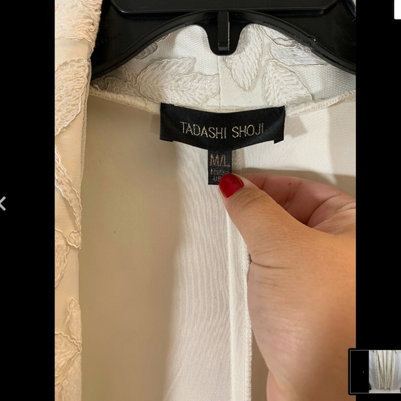 NEW $788 Tadashi Saga Embroidered Lace‎ Covering Robe in Ivory [SZ M/L ] - Picture 8 of 8